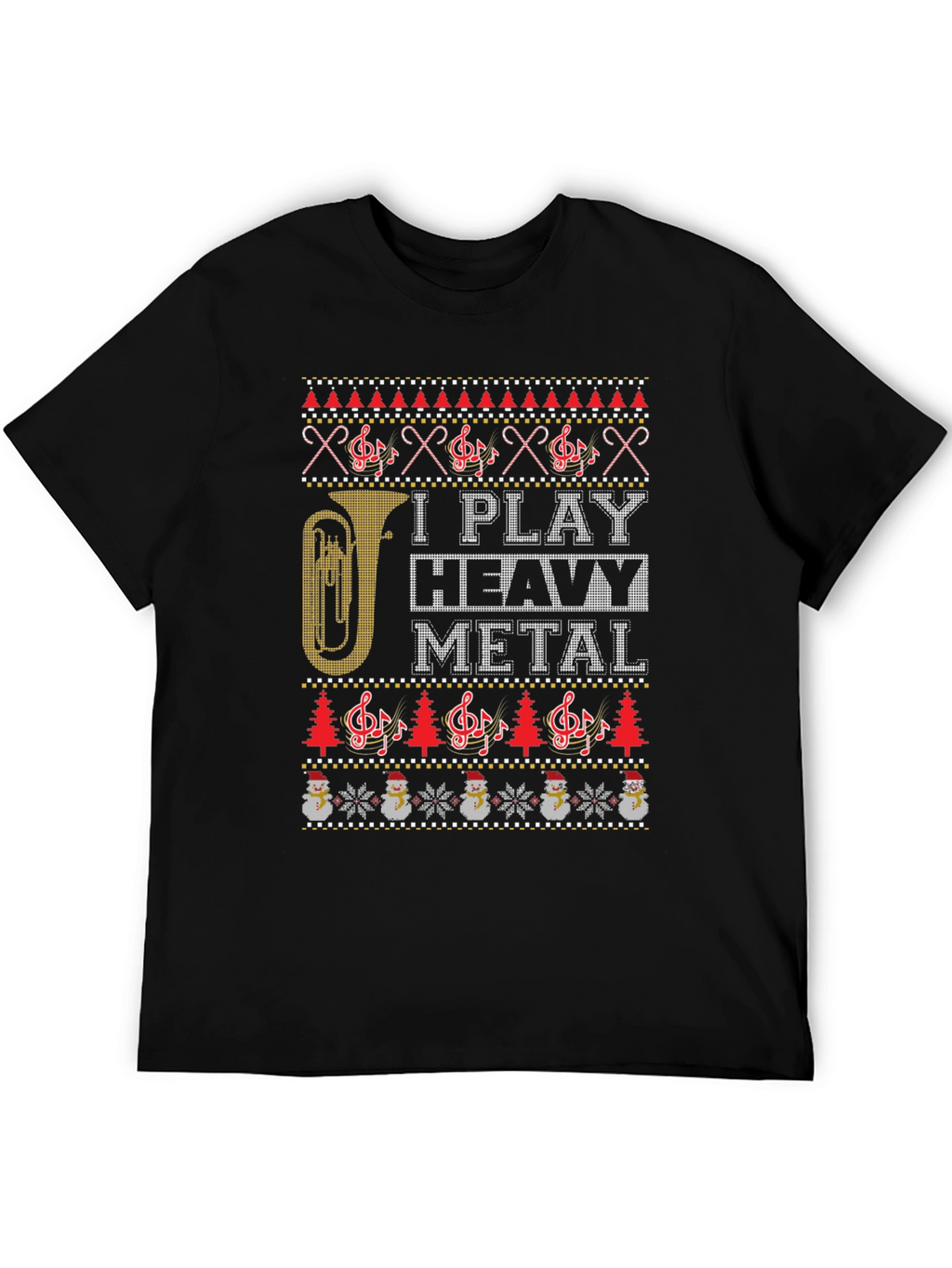 I Play Heavy Metal Ugly Christmas Sweater Style T-Shirt