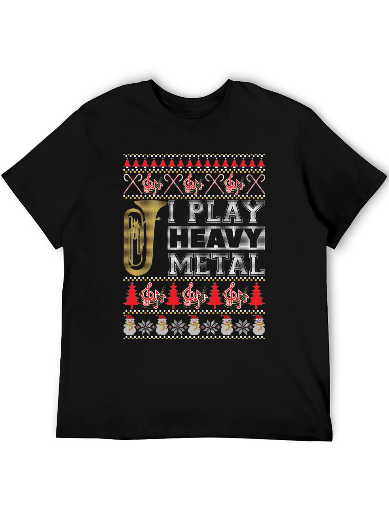 I Play Heavy Metal Ugly Christmas Sweater Style T-Shirt