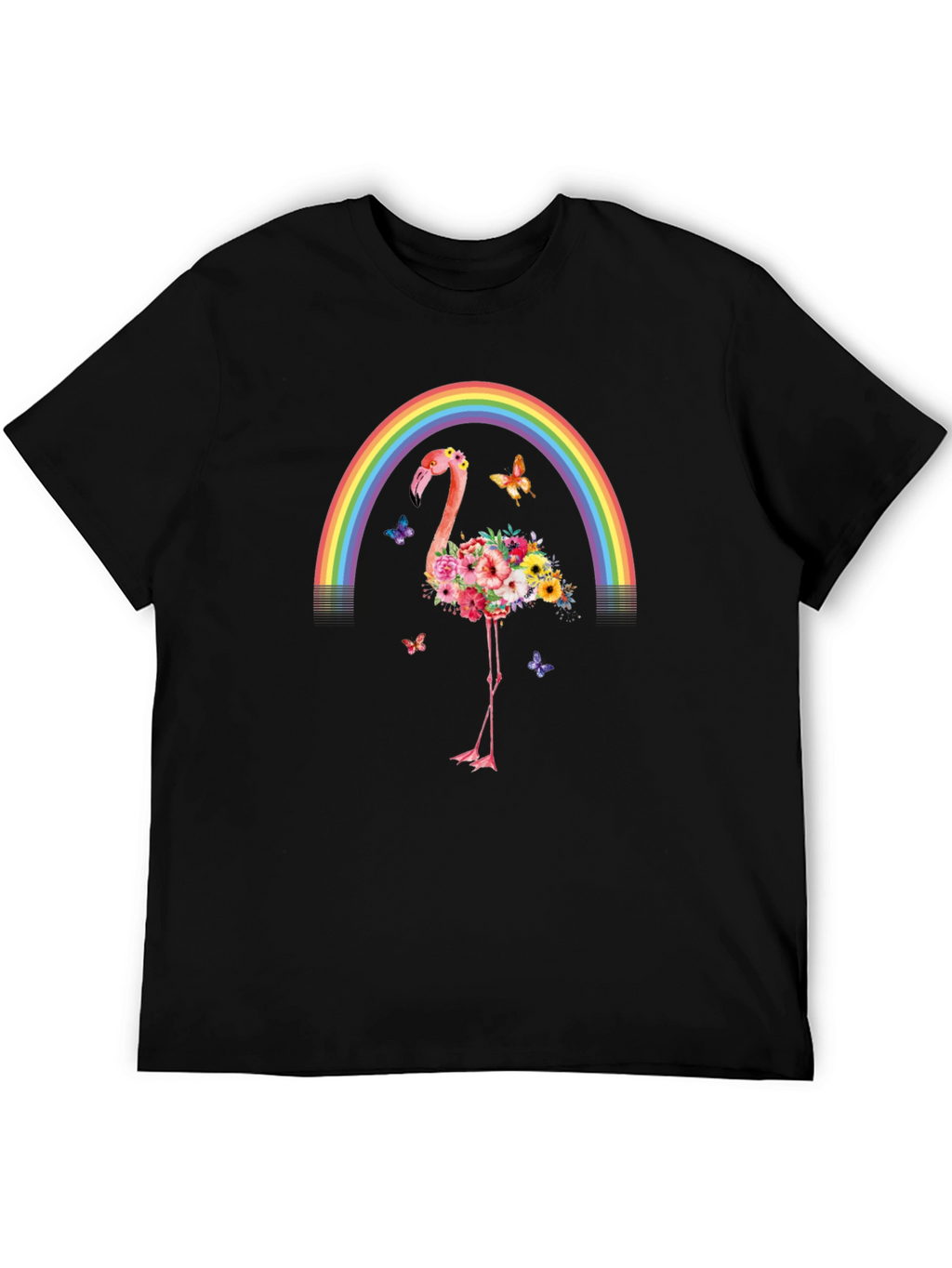 Floral Flamingo Rainbow Graphic Tee