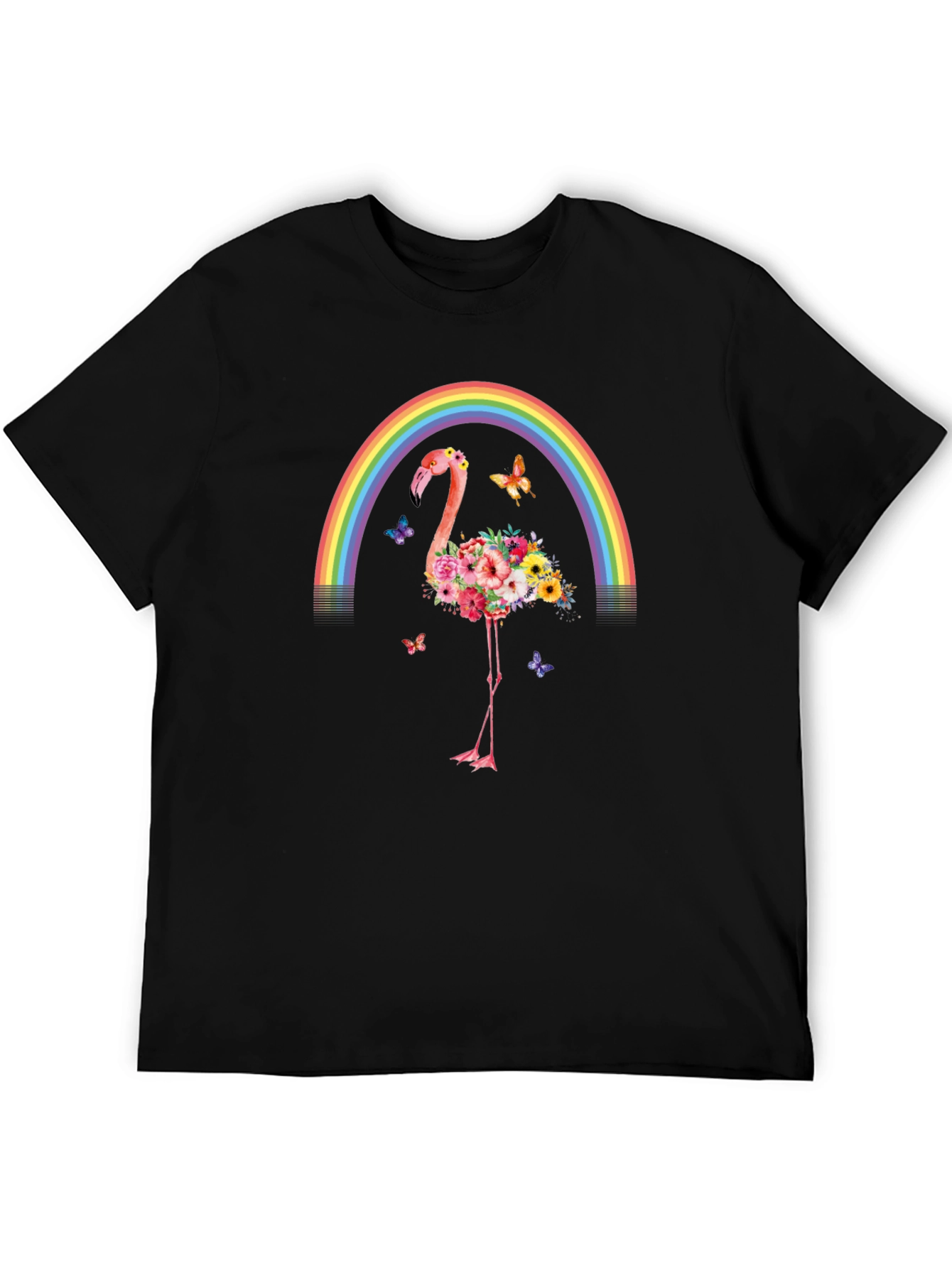 Floral Flamingo Rainbow Graphic Tee