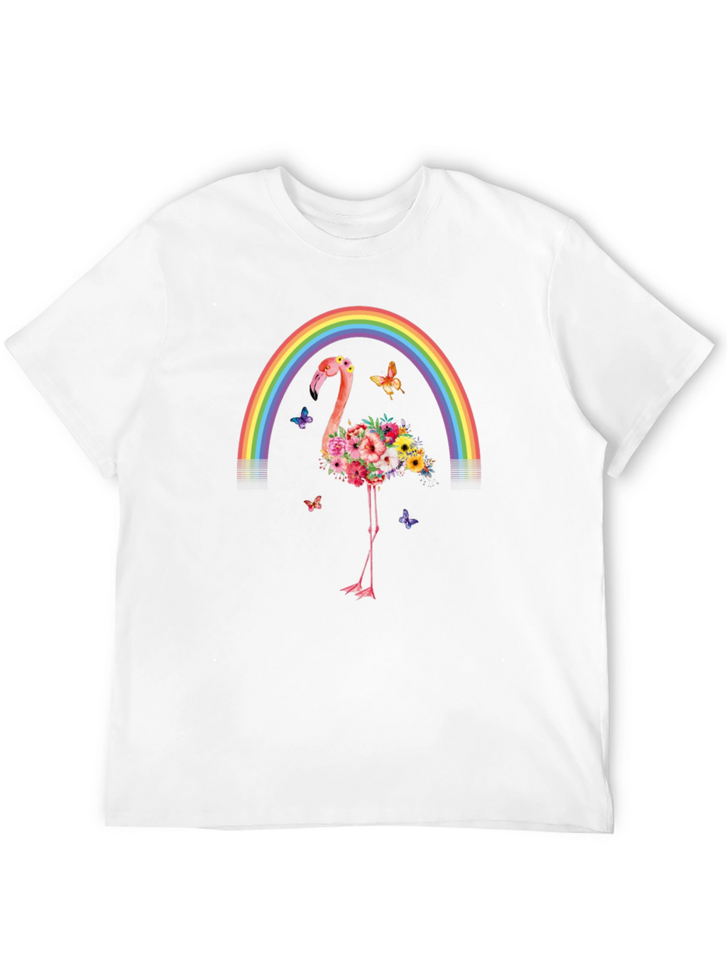 Floral Flamingo Rainbow Graphic Tee