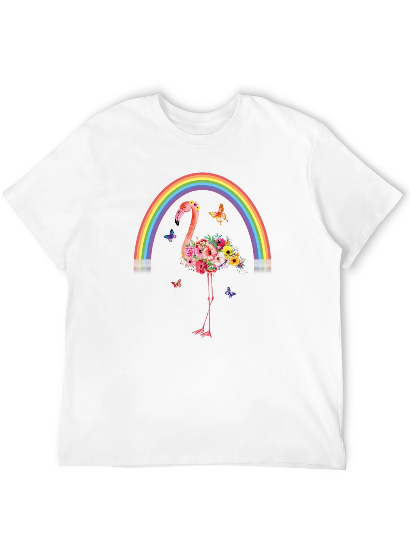 Floral Flamingo Rainbow Graphic Tee