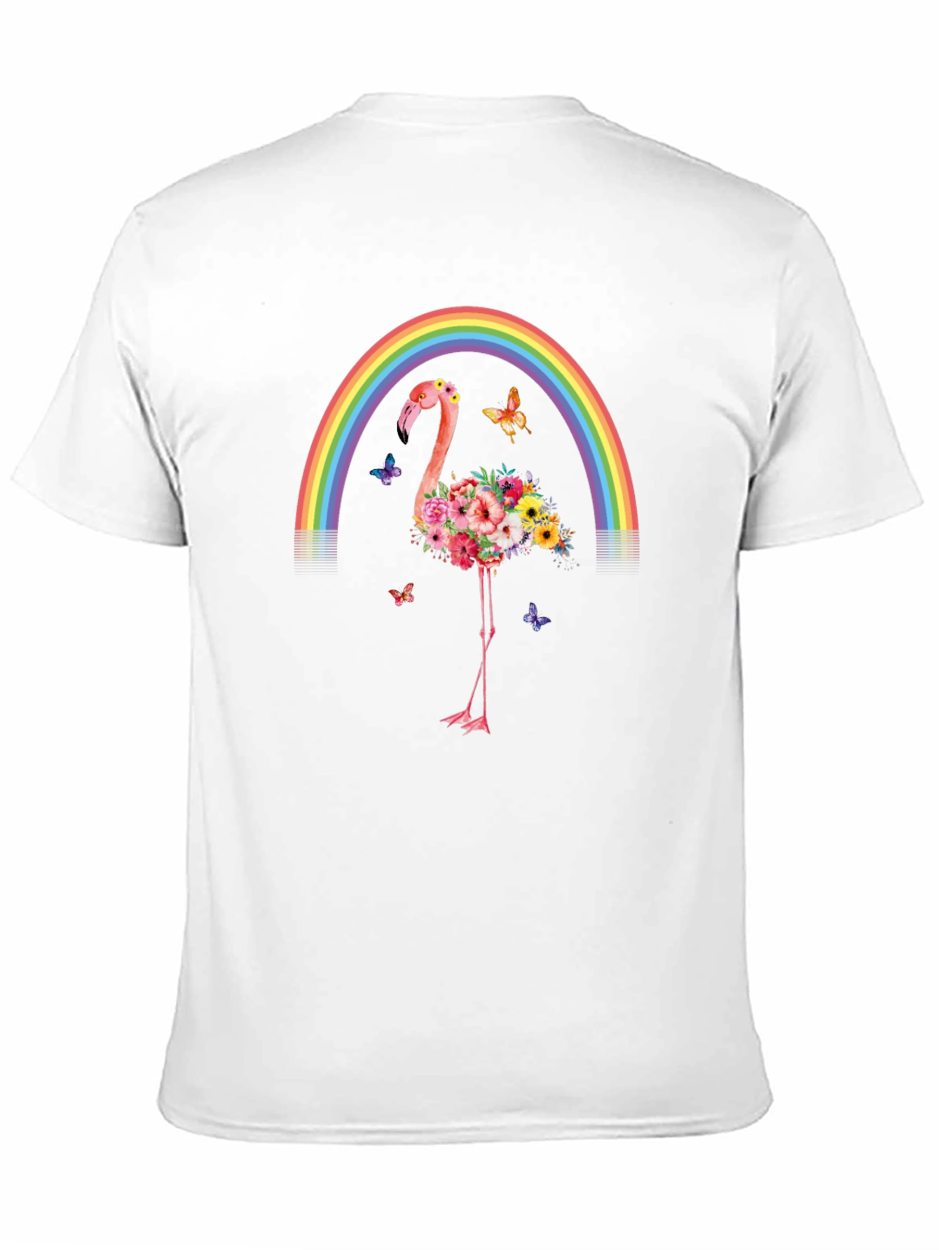 Floral Flamingo Rainbow Graphic Tee