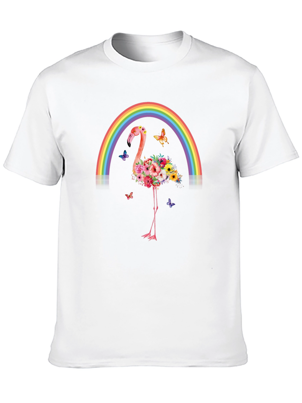 Floral Flamingo Rainbow Graphic Tee