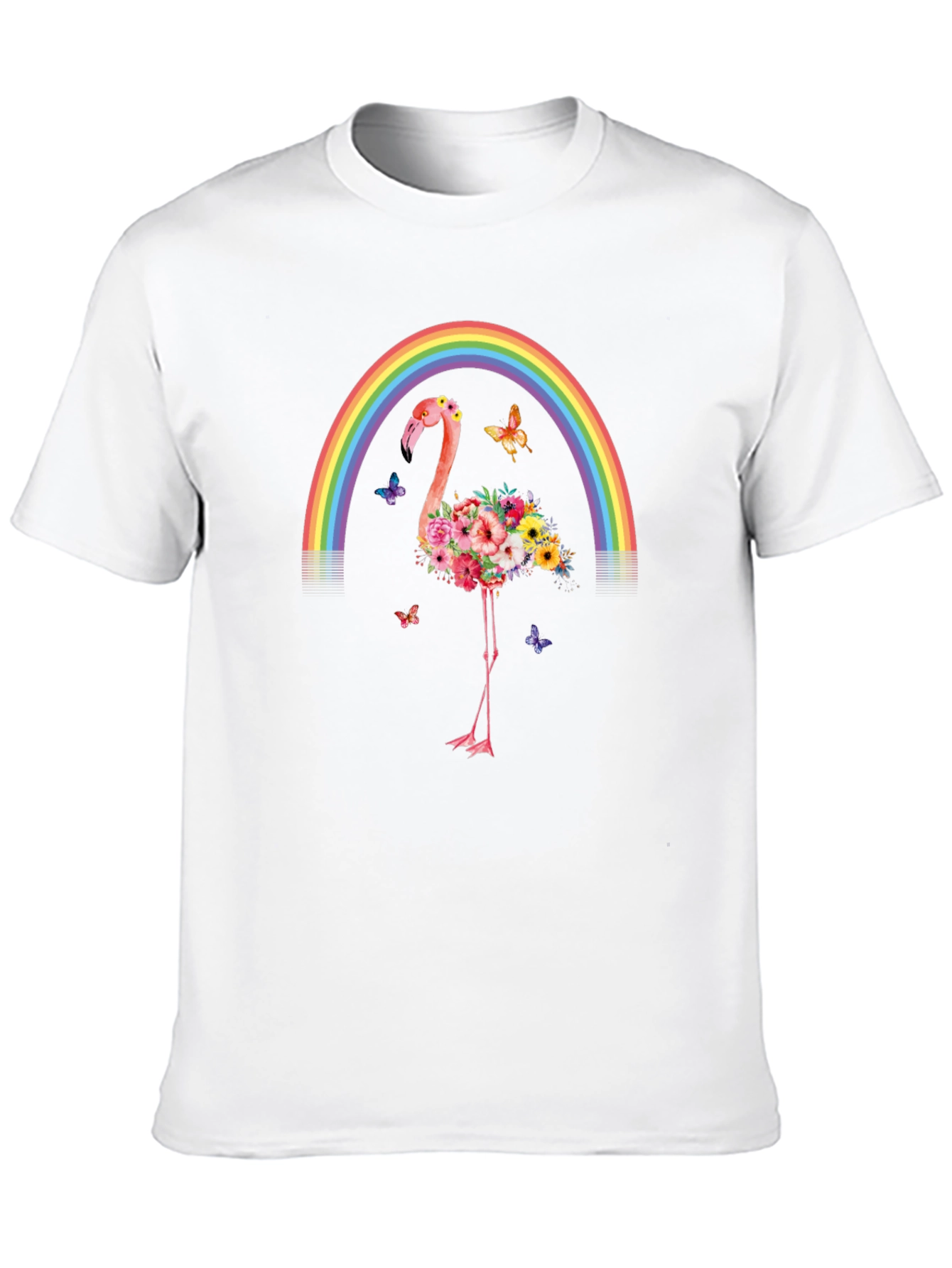Floral Flamingo Rainbow Graphic Tee