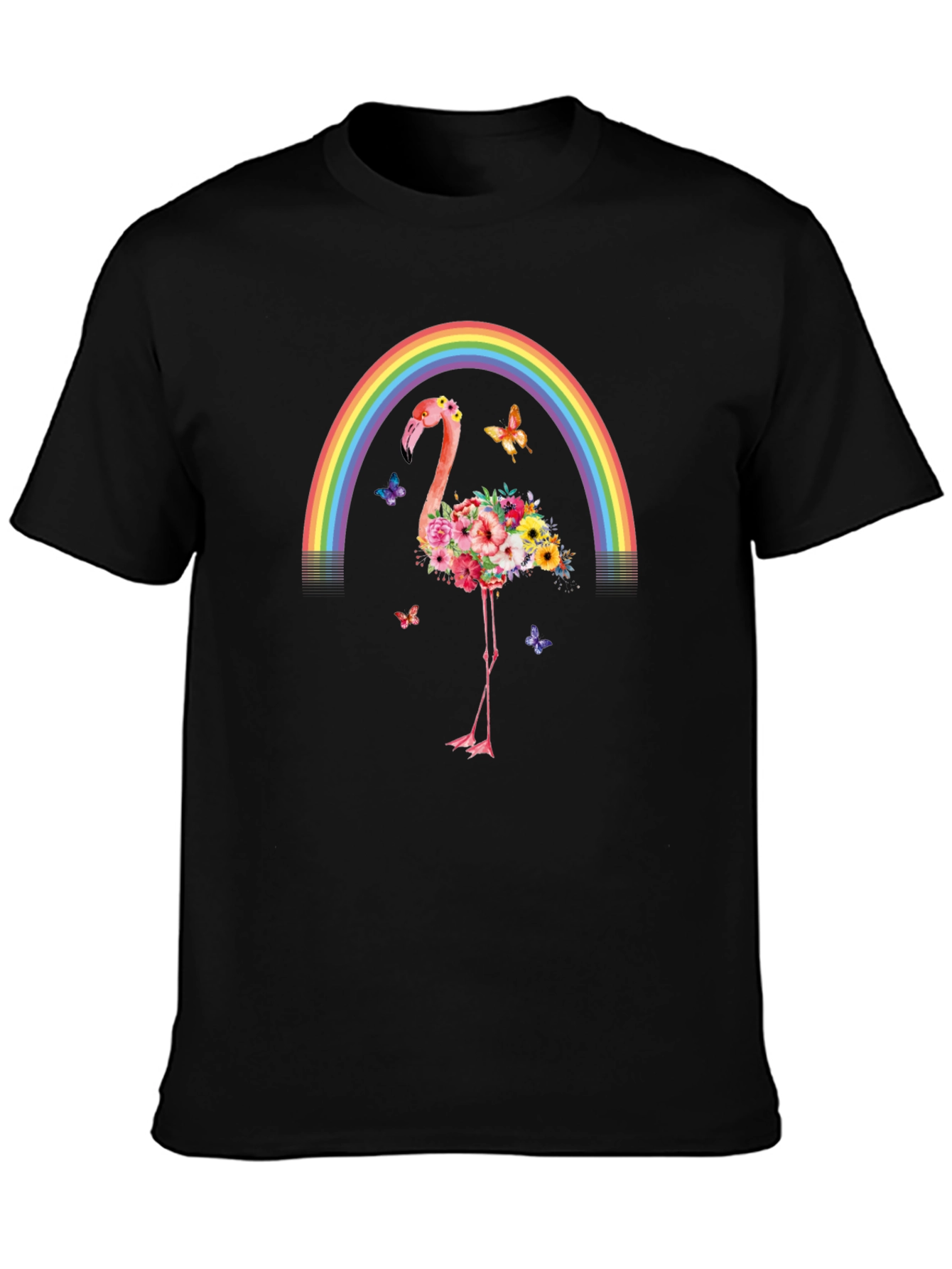 Floral Flamingo Rainbow Graphic Tee