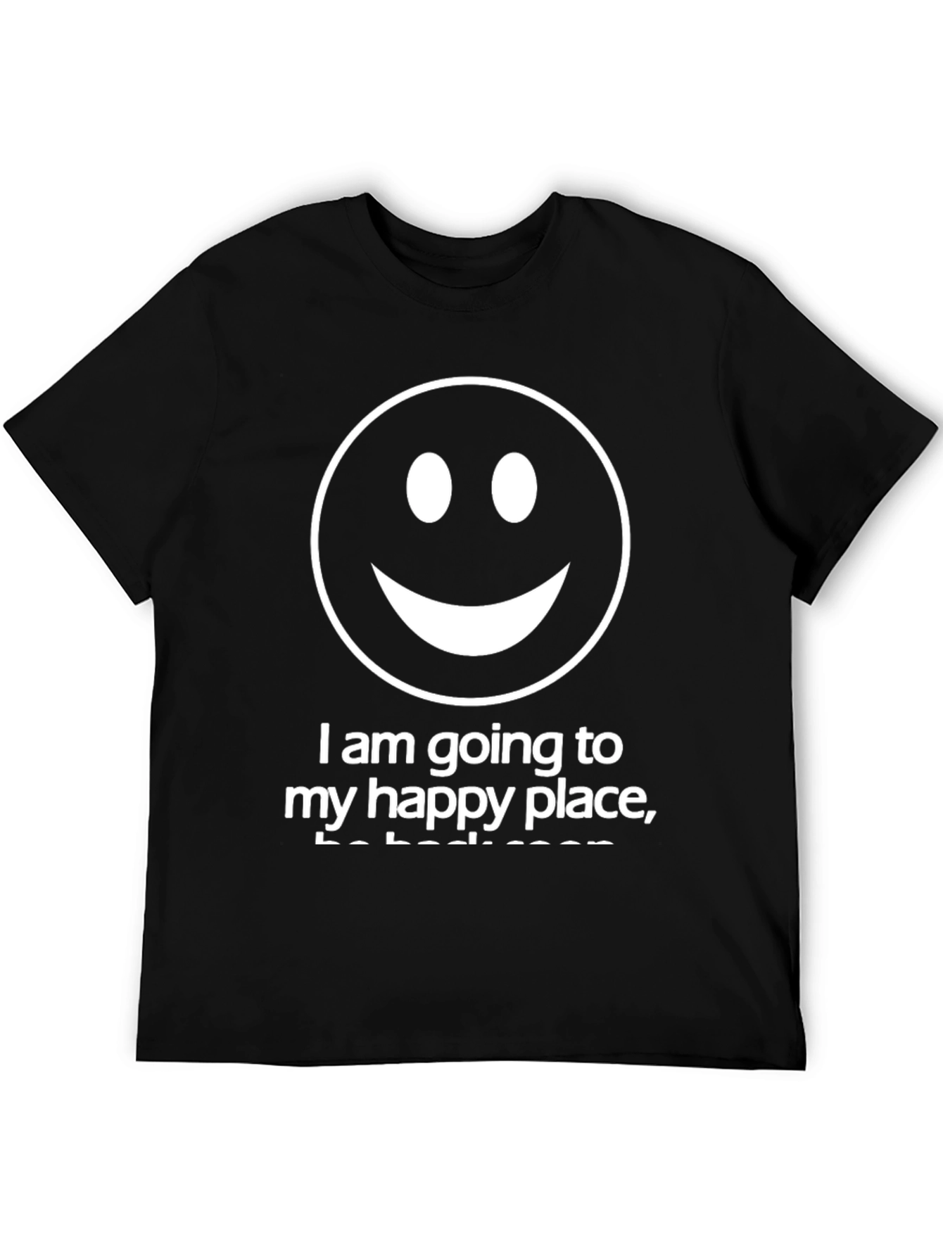 Smiley Face Graphic Tee - Happy Place Black T-Shirt