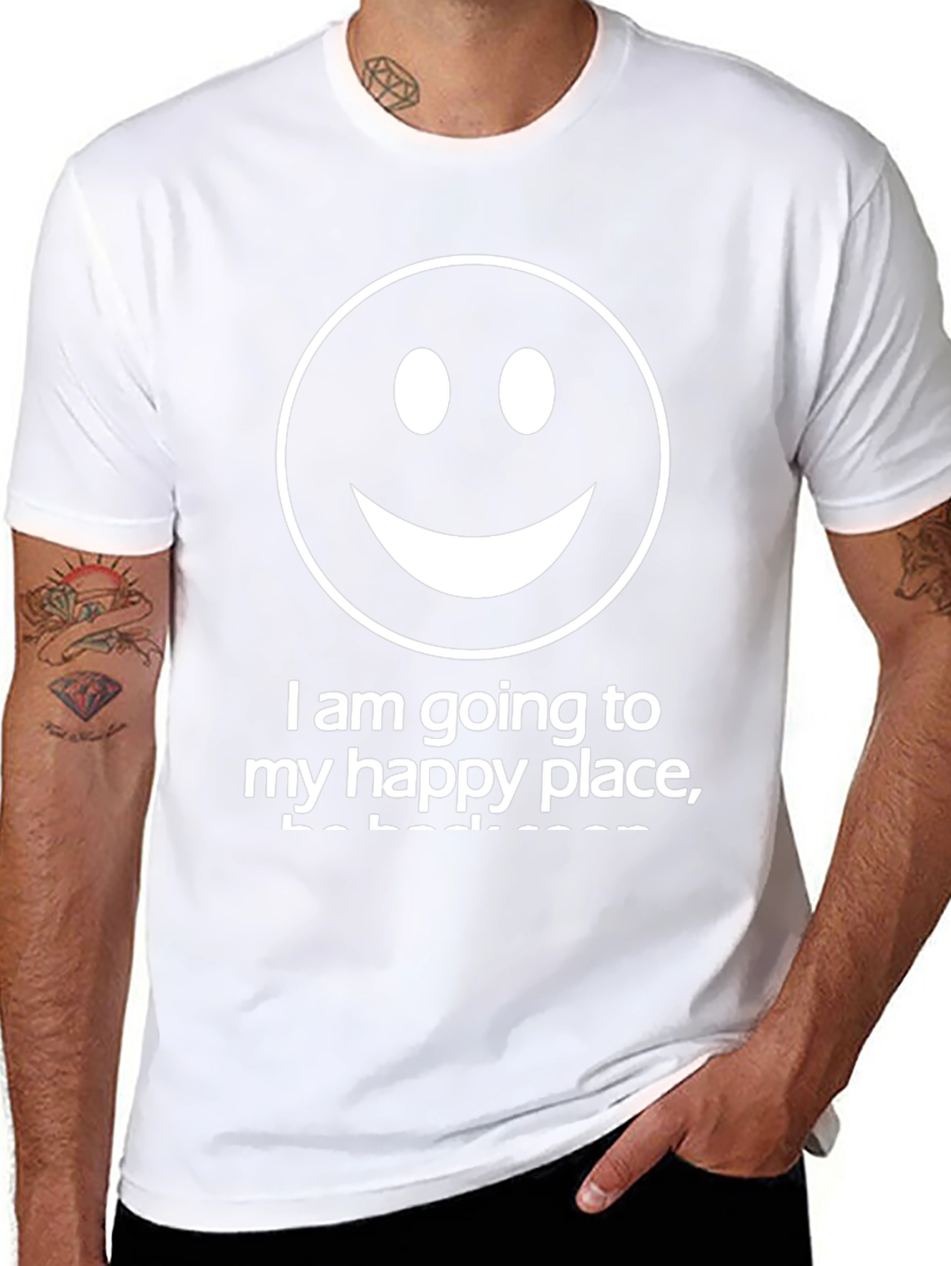 Smiley Face Graphic Tee - Happy Place Black T-Shirt