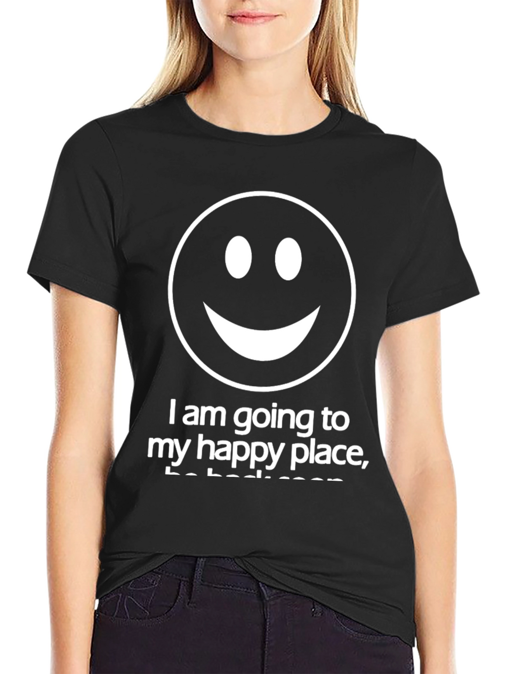 Smiley Face Graphic Tee - Happy Place Black T-Shirt