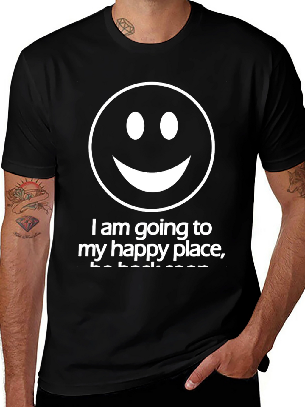 Smiley Face Graphic Tee - Happy Place Black T-Shirt