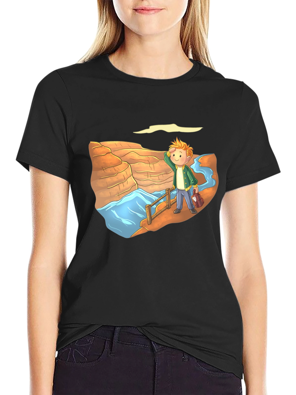 Cartoon Canyon Tourist Black T-Shirt
