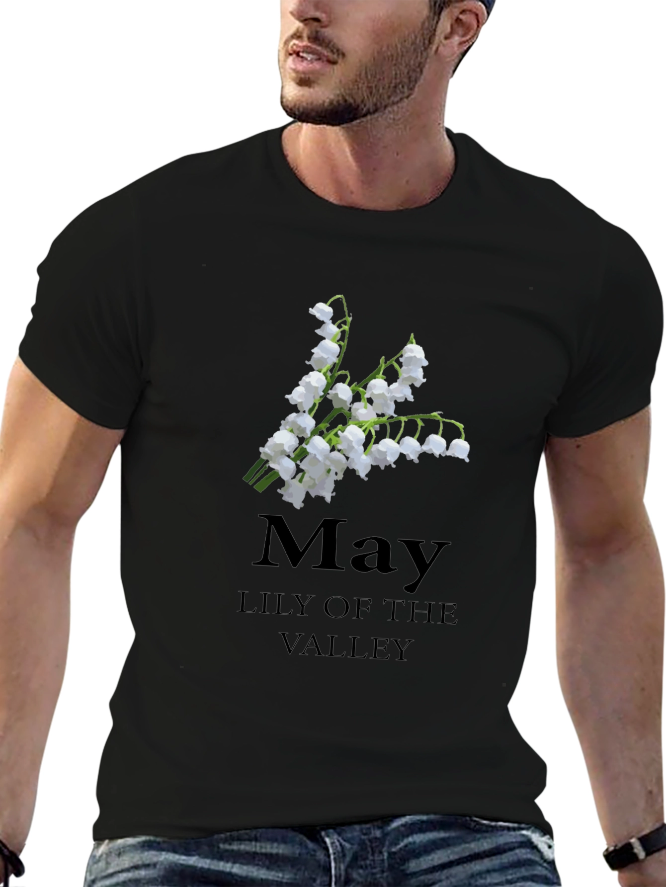 May Lily of The Valley Black T-Shirt