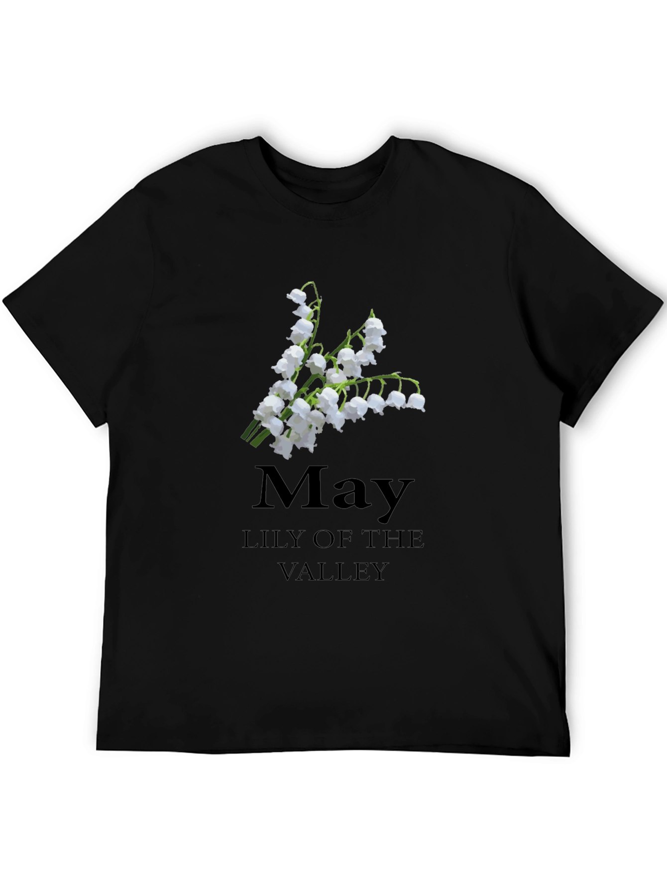 May Lily of The Valley Black T-Shirt