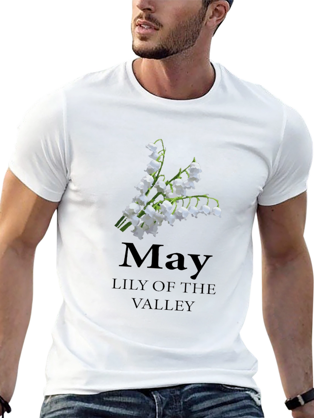 May Lily of The Valley Black T-Shirt