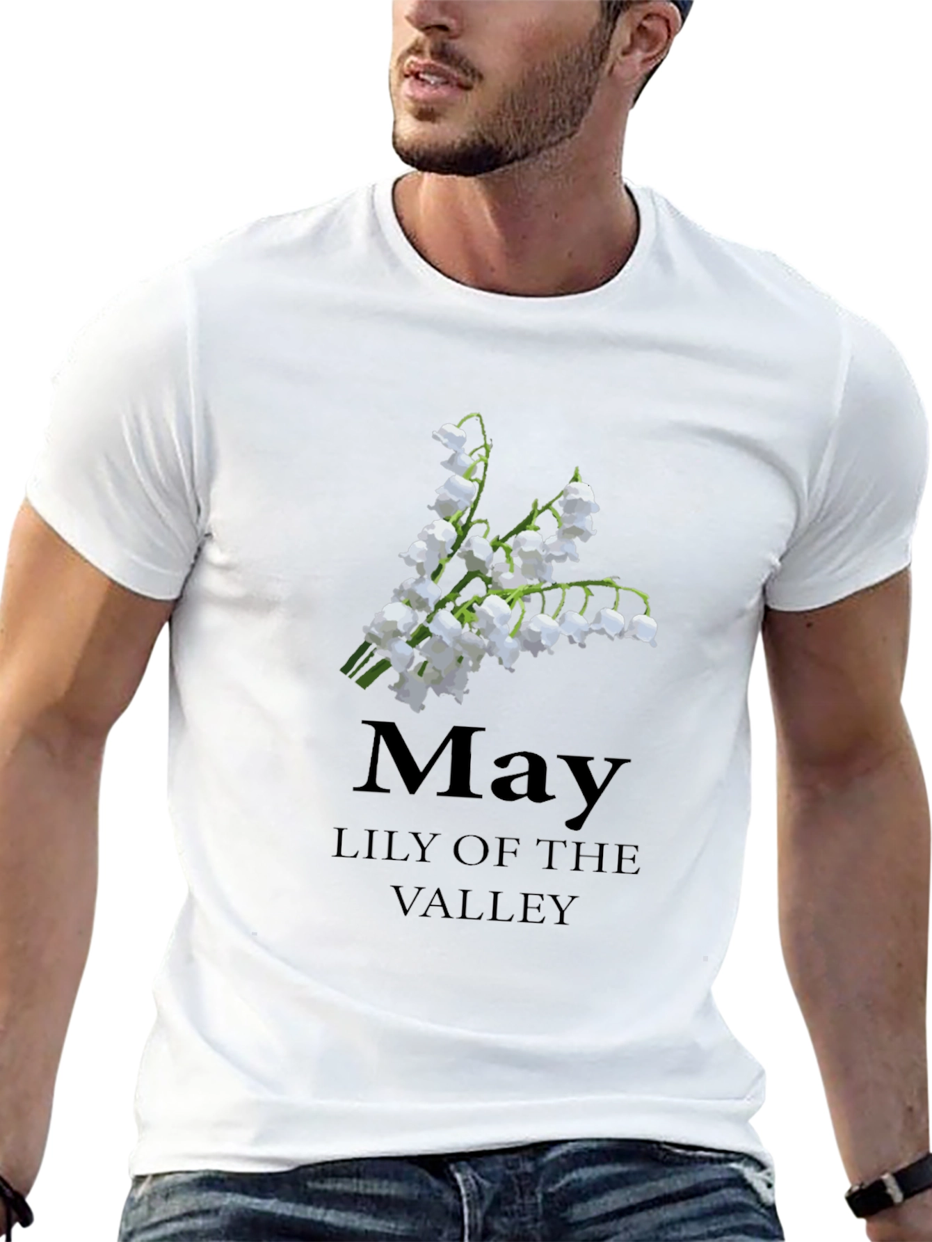 May Lily of The Valley Black T-Shirt