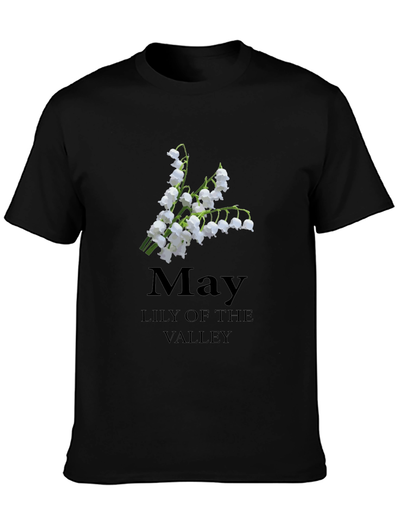 May Lily of The Valley Black T-Shirt