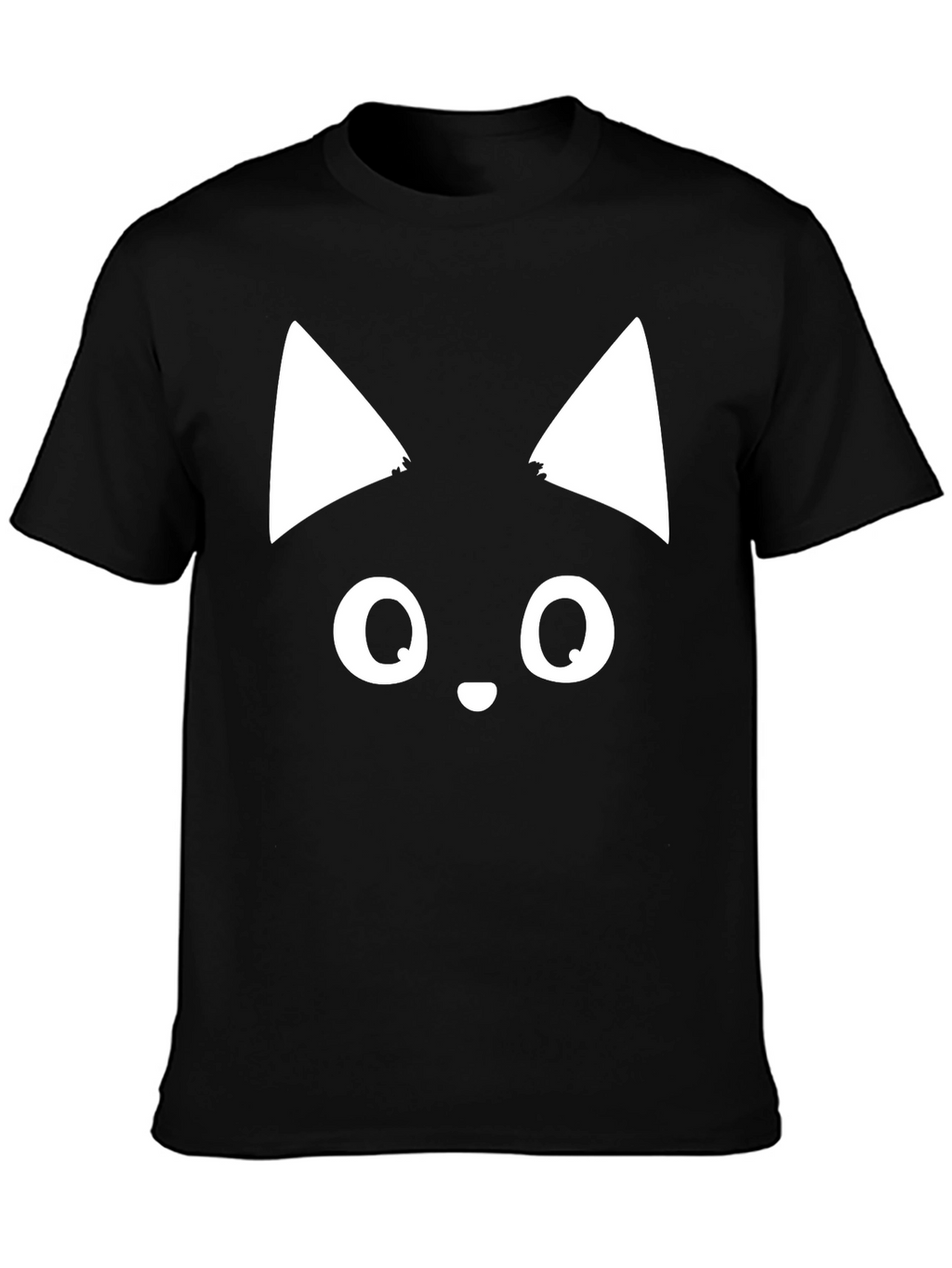 Cute Cat Face Graphic Tee - Black T-Shirt