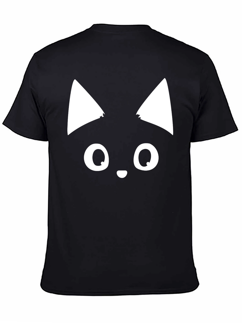 Cute Cat Face Graphic Tee - Black T-Shirt
