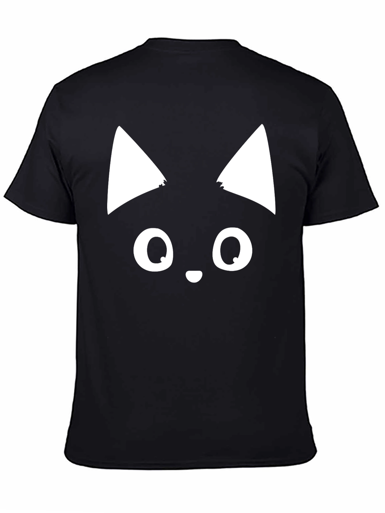 Cute Cat Face Graphic Tee - Black T-Shirt