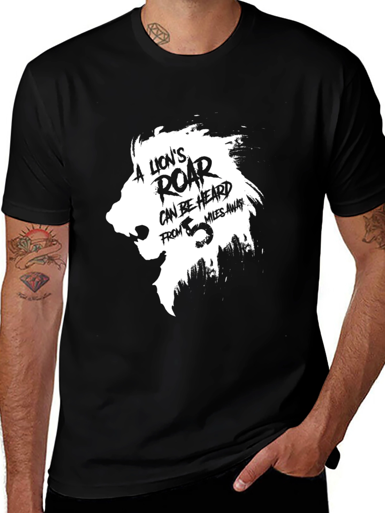 Lions Roar Graphic Print Black T-Shirt