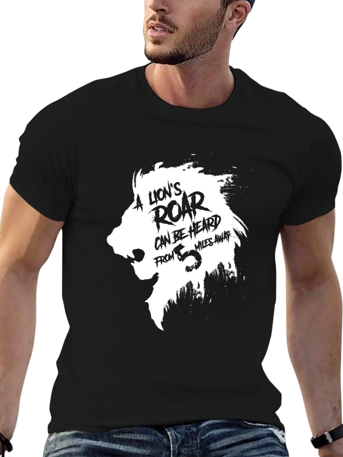 Lions Roar Graphic Print Black T-Shirt