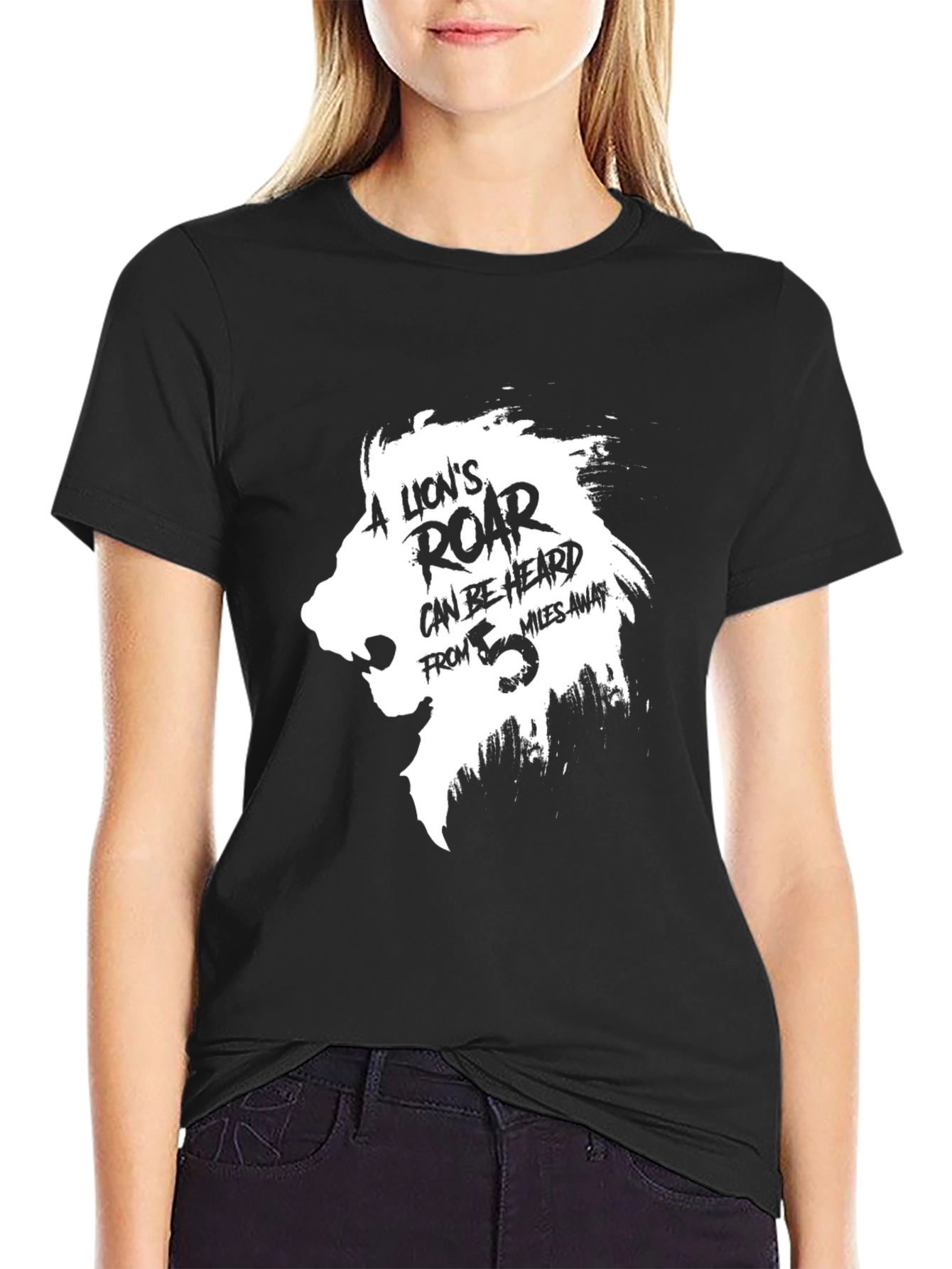 Lions Roar Graphic Print Black T-Shirt