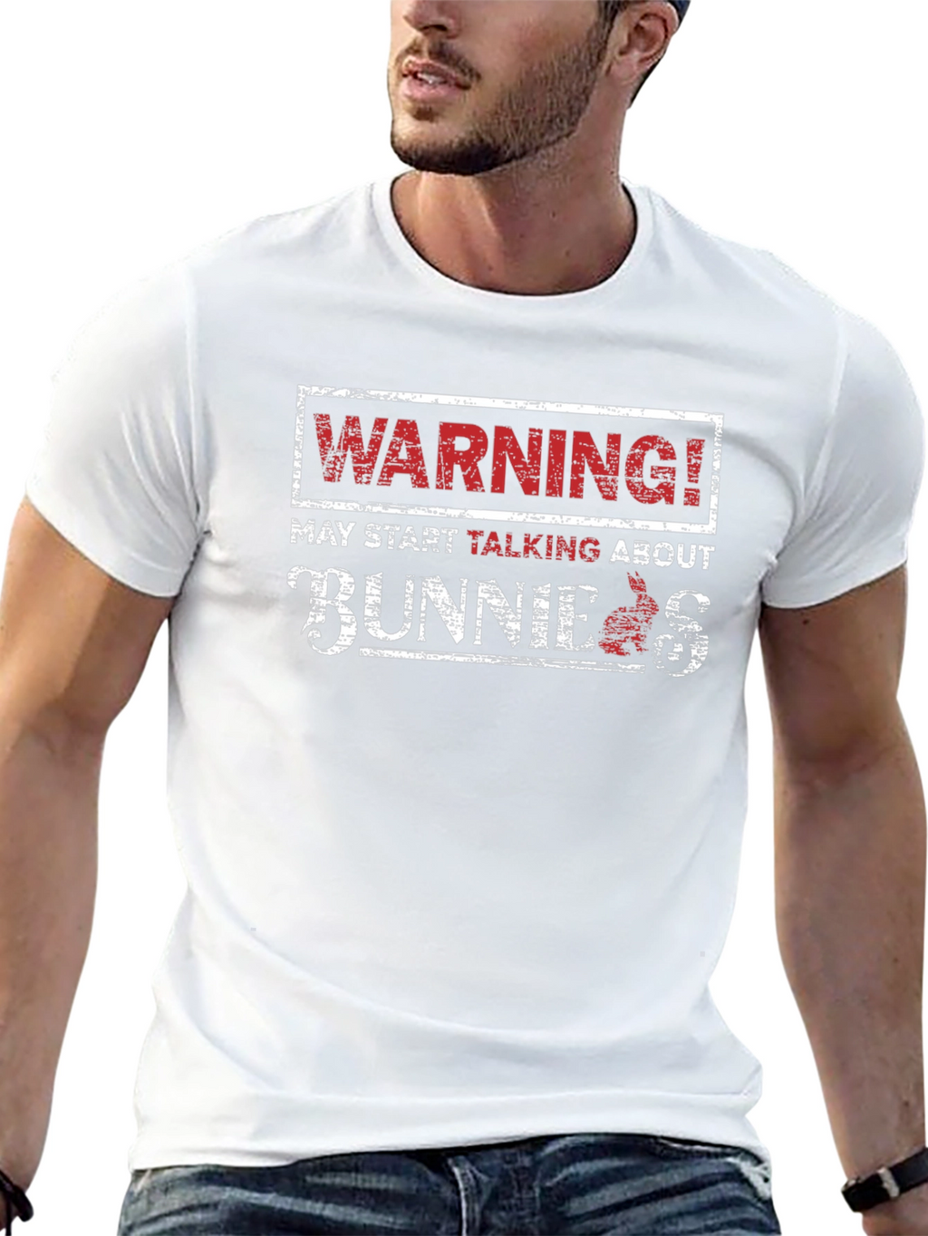 Warning! May Start Talking About Bunnies Black T-Shirt