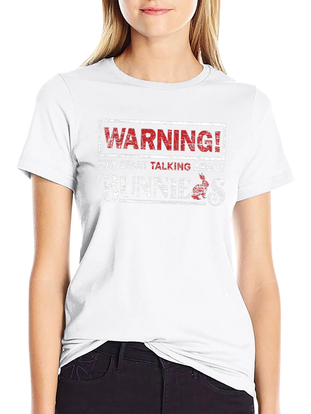 Warning! May Start Talking About Bunnies Black T-Shirt