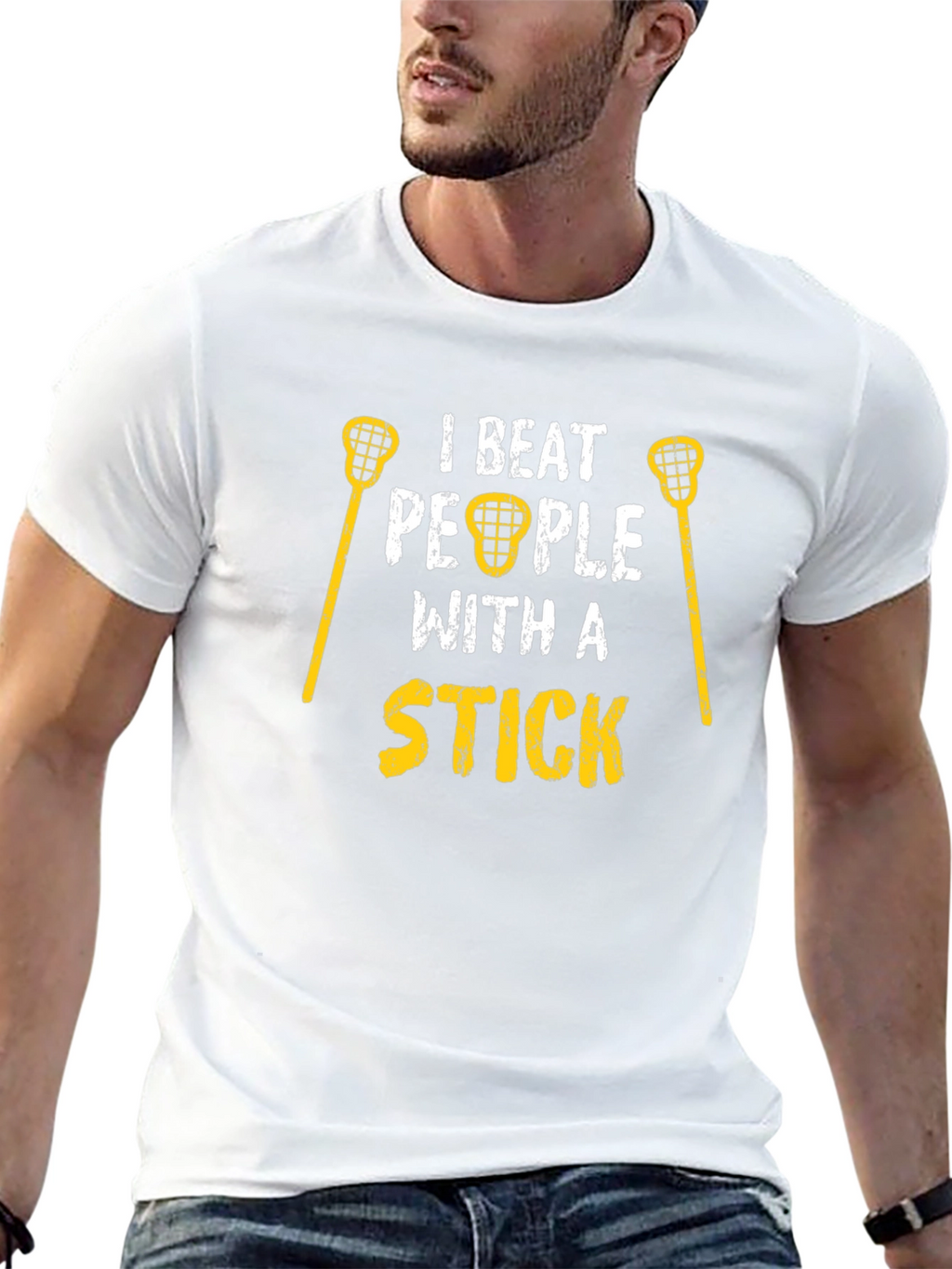 I Beat People With a Stick T-Shirt Lacrosse