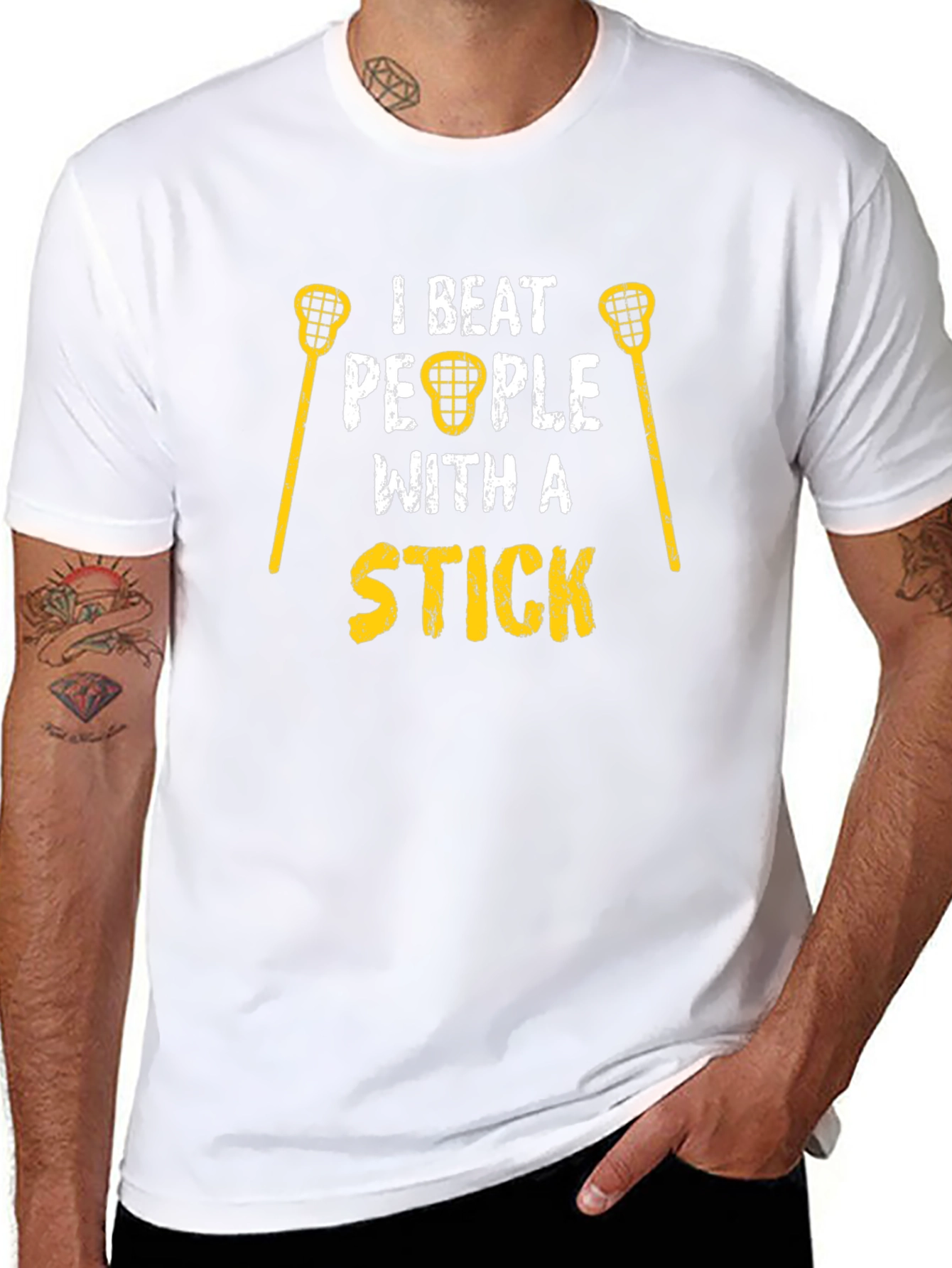 I Beat People With a Stick T-Shirt Lacrosse