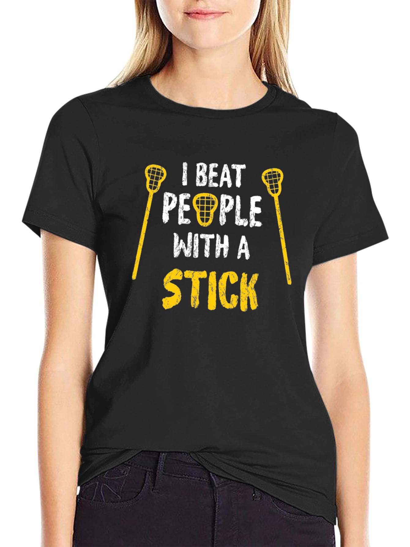 I Beat People With a Stick T-Shirt Lacrosse
