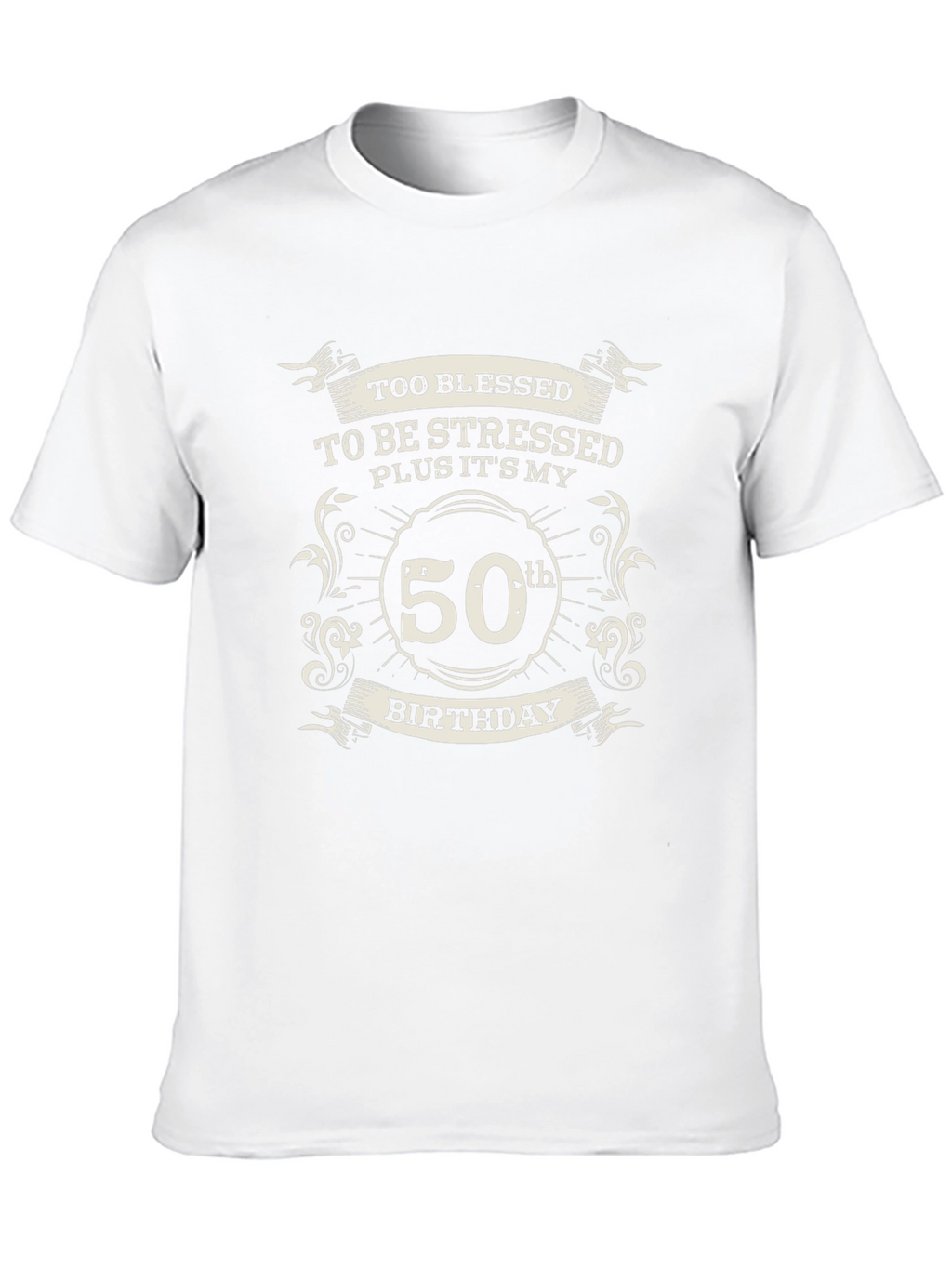 50th Birthday Black T-Shirt: Blessed & Stressed