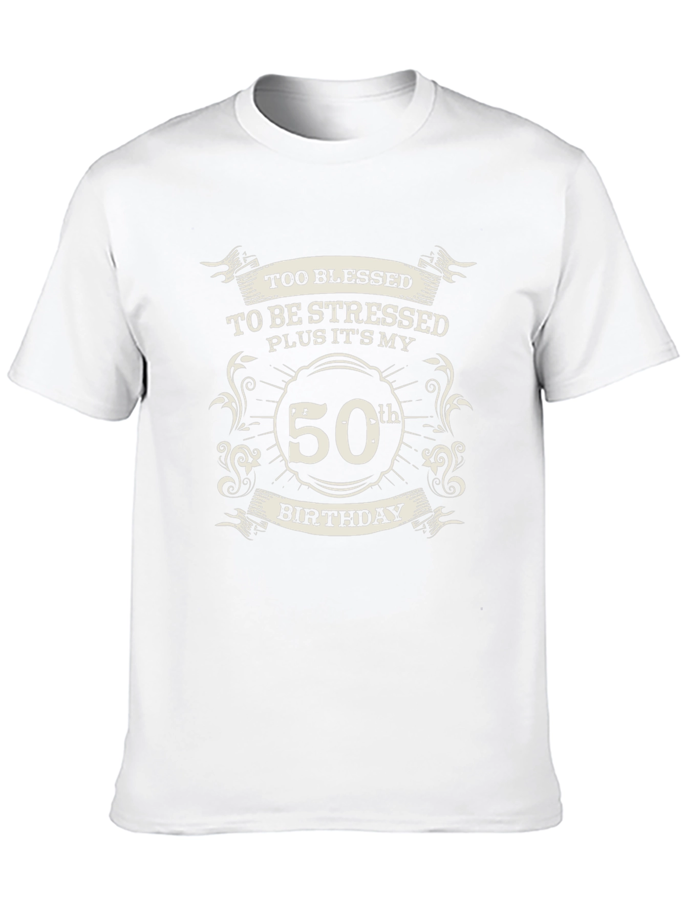 50th Birthday Black T-Shirt: Blessed & Stressed