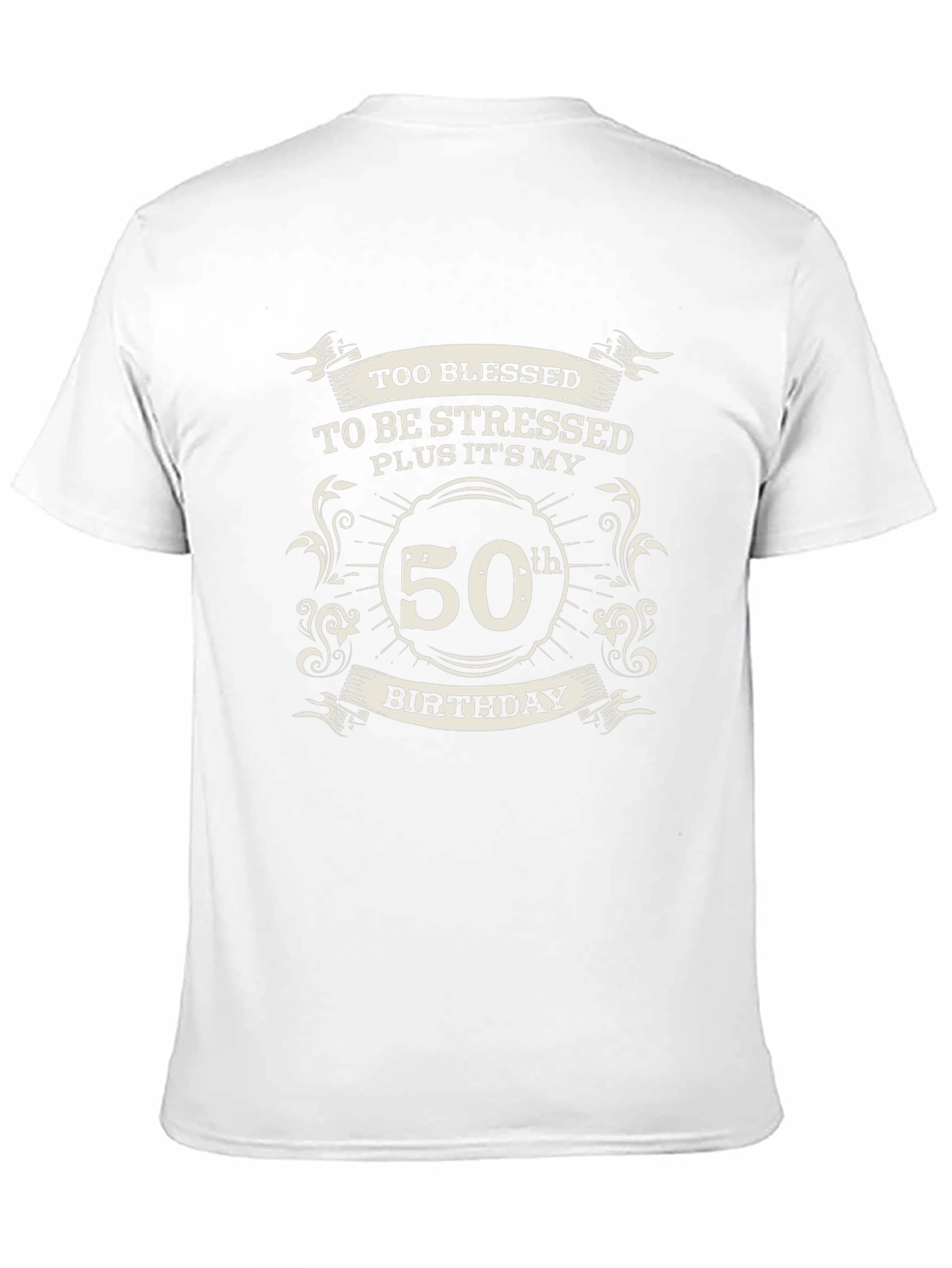 50th Birthday Black T-Shirt: Blessed & Stressed