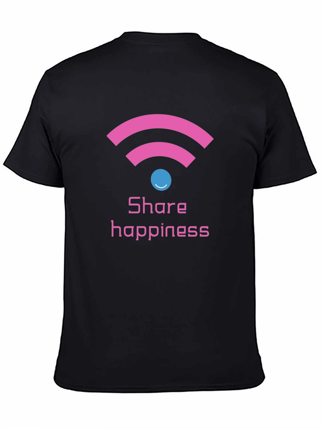 Share Happiness Graphic Tee - Black Cotton Comfort
