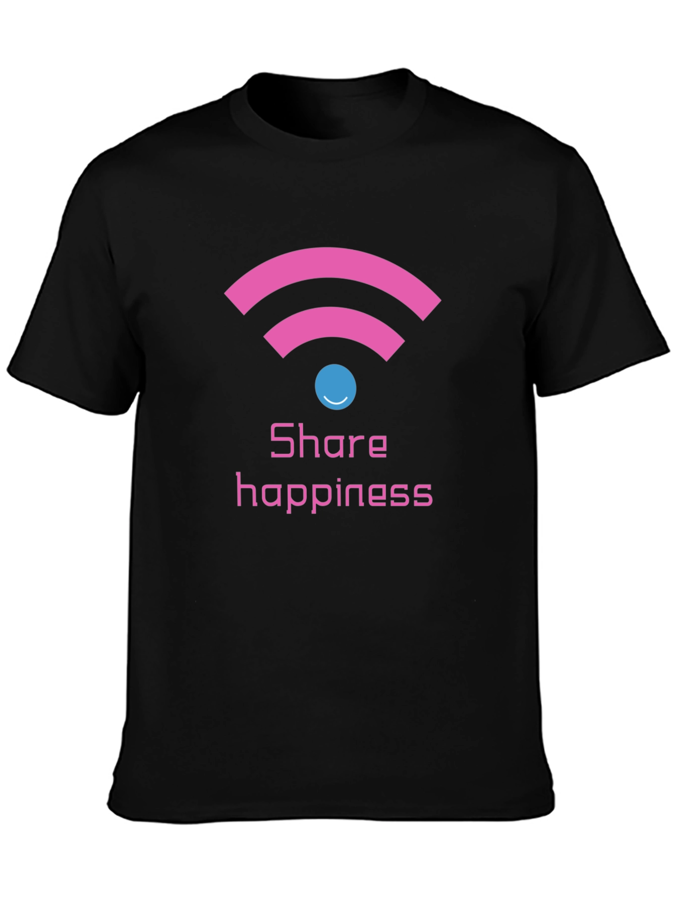 Share Happiness Graphic Tee - Black Cotton Comfort