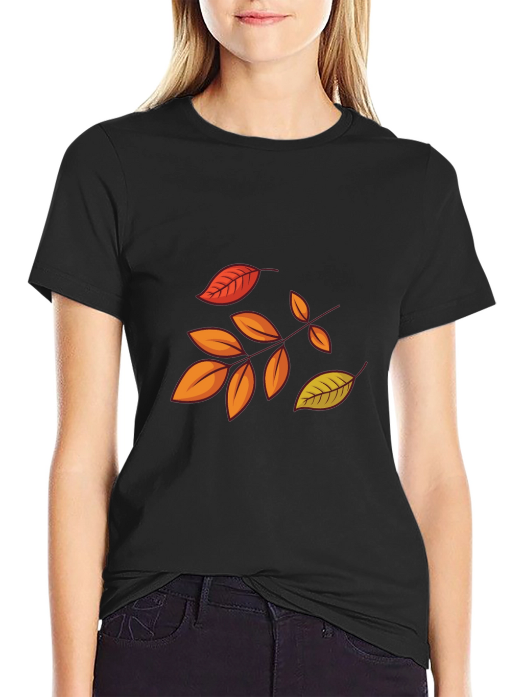 Autumn Leaves Graphic Black T-Shirt