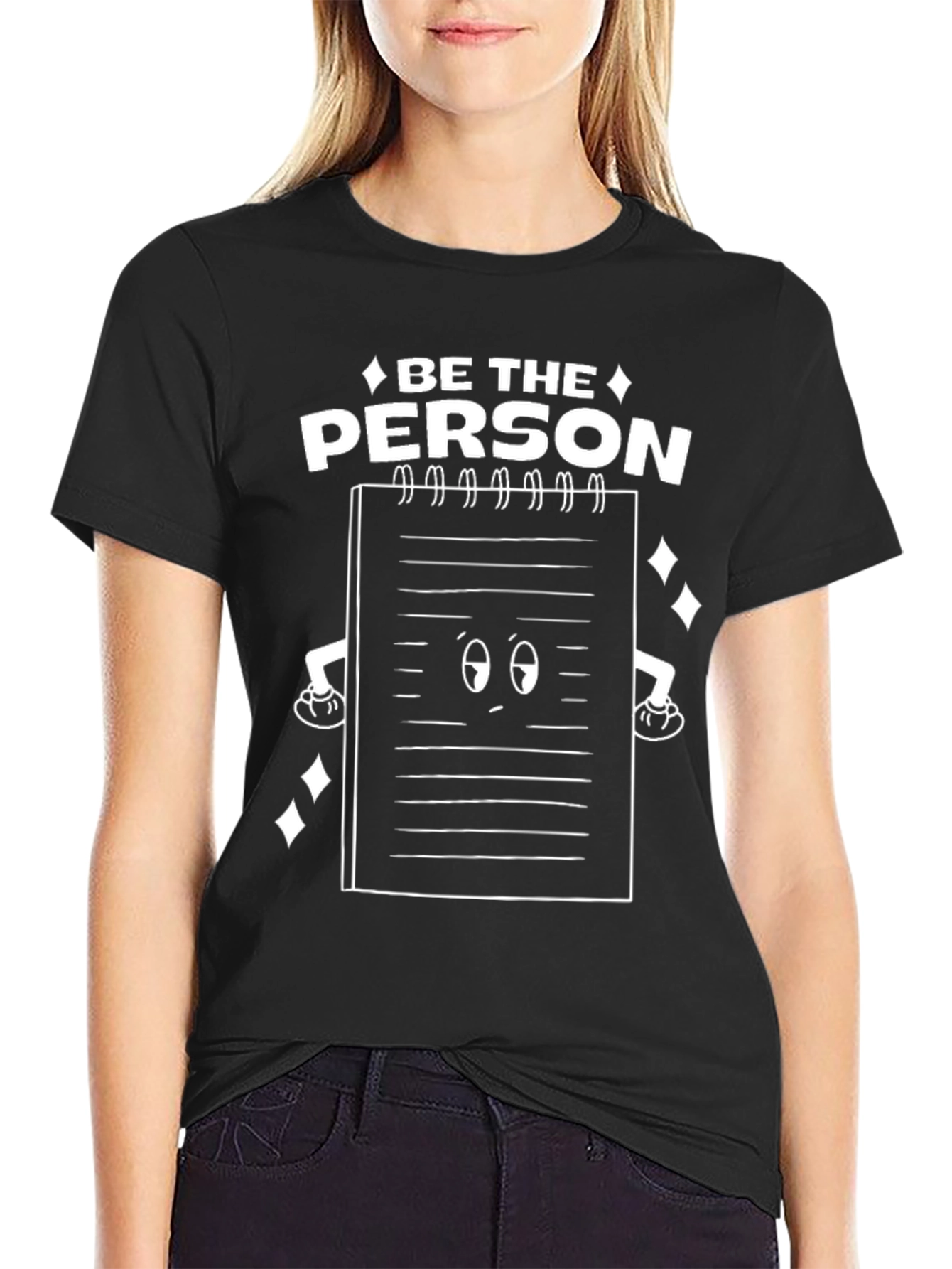 Be The Person Notebook Graphic Tee - Black Cotton T-Shirt