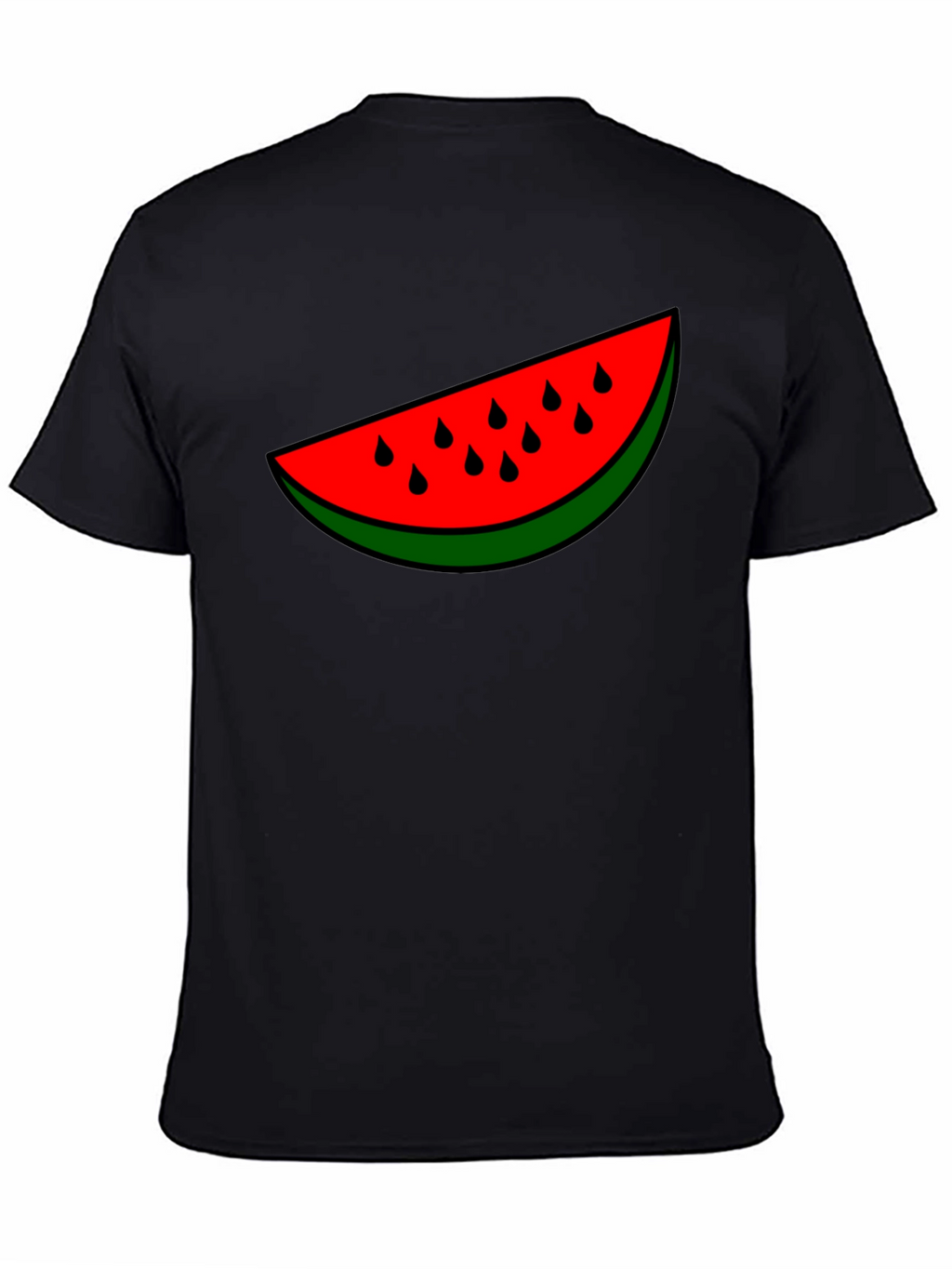Watermelon Slice Graphic Tee - Black Cotton T-Shirt