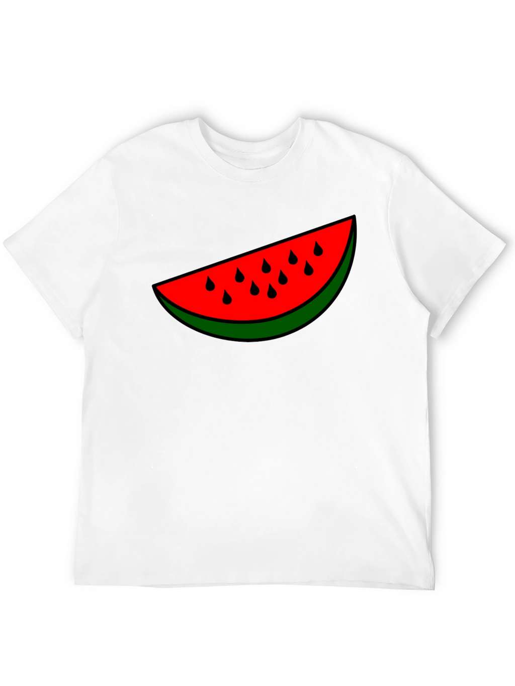 Watermelon Slice Graphic Tee - Black Cotton T-Shirt