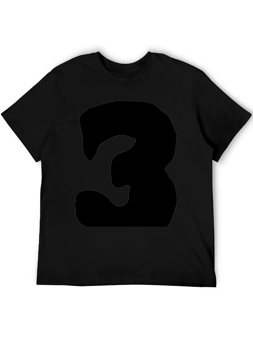 Mens Black T-Shirt with Bold Number 3 Design