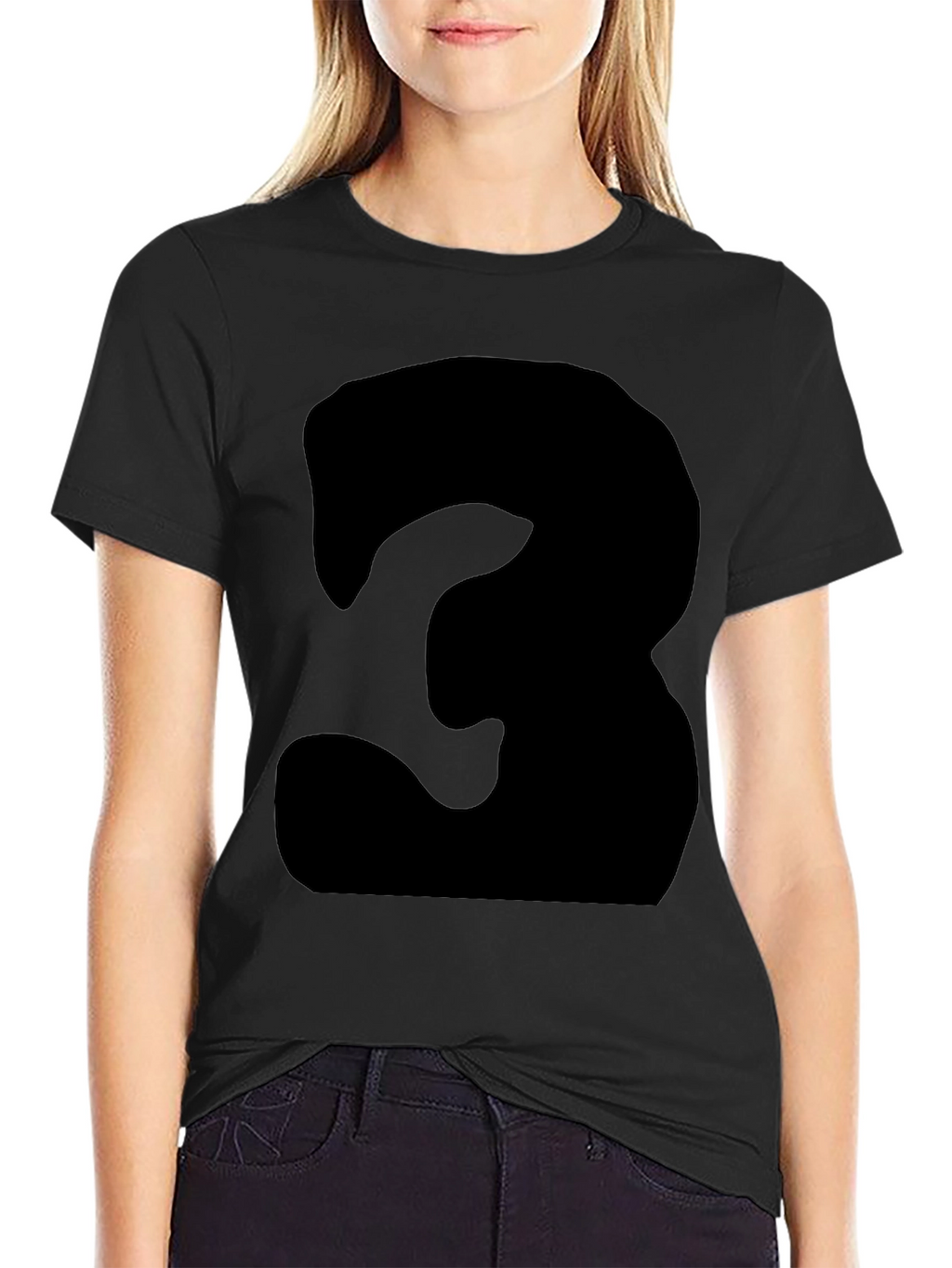 Mens Black T-Shirt with Bold Number 3 Design