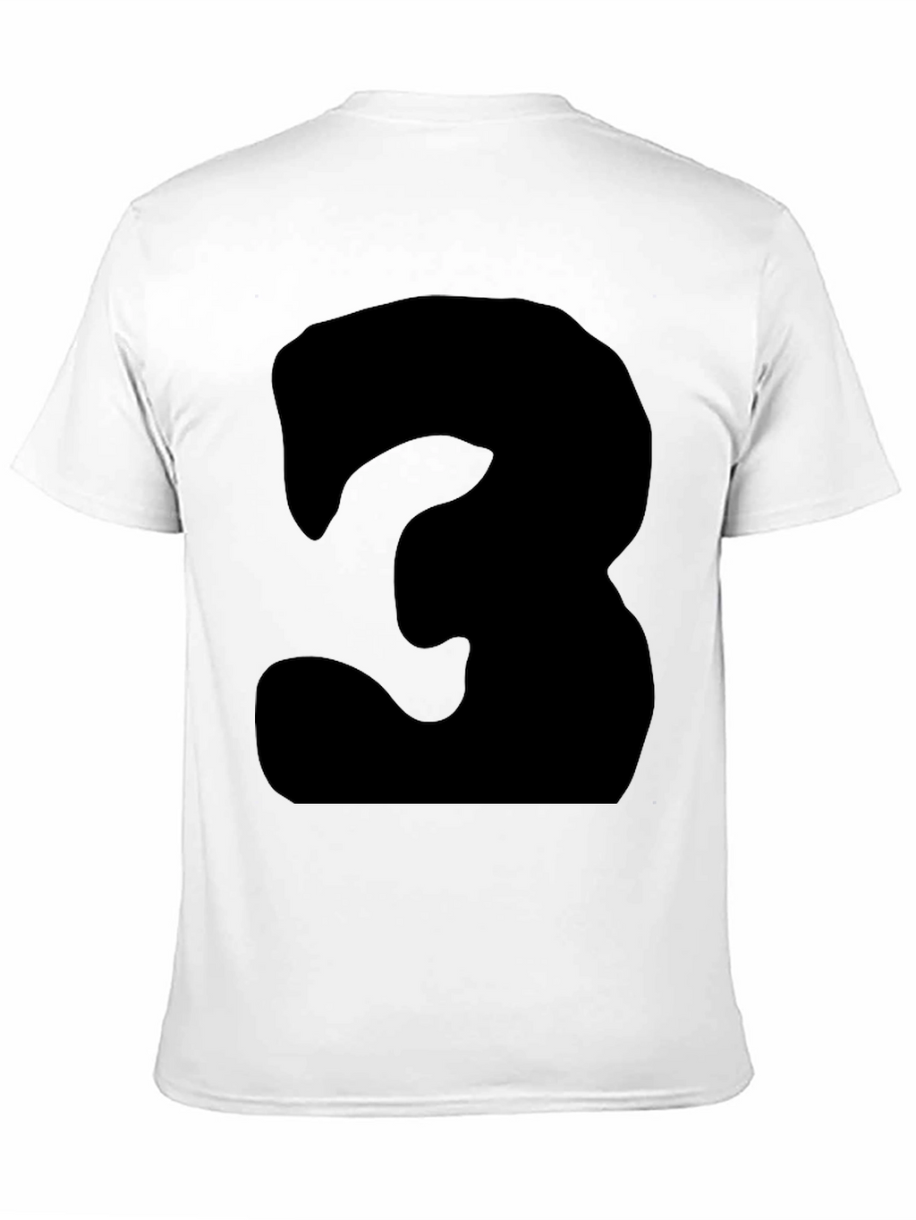 Mens Black T-Shirt with Bold Number 3 Design