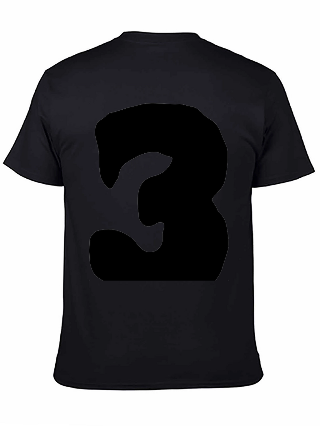 Mens Black T-Shirt with Bold Number 3 Design
