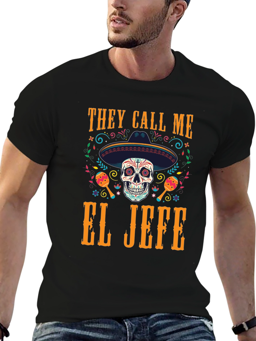 El Jefe Skull T-Shirt - Day of the Dead