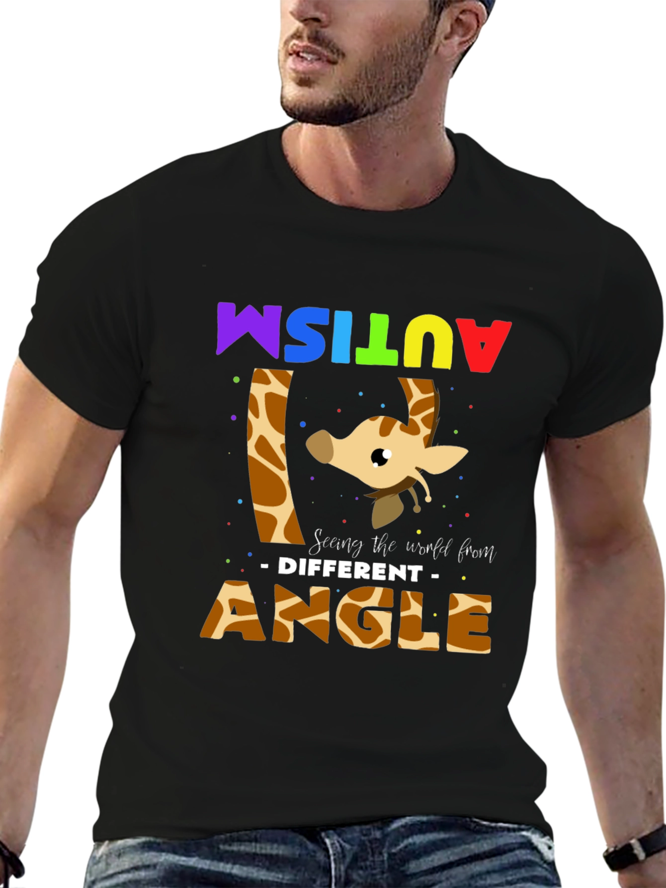 Autism Awareness Giraffe T-Shirt - Seeing the World Different Angle