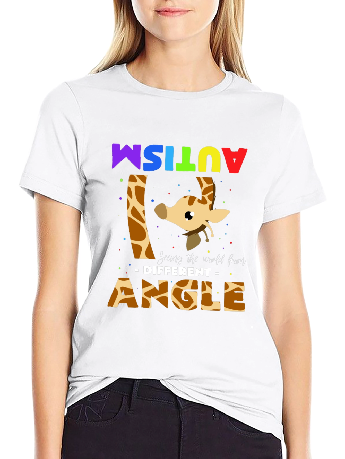 Autism Awareness Giraffe T-Shirt - Seeing the World Different Angle