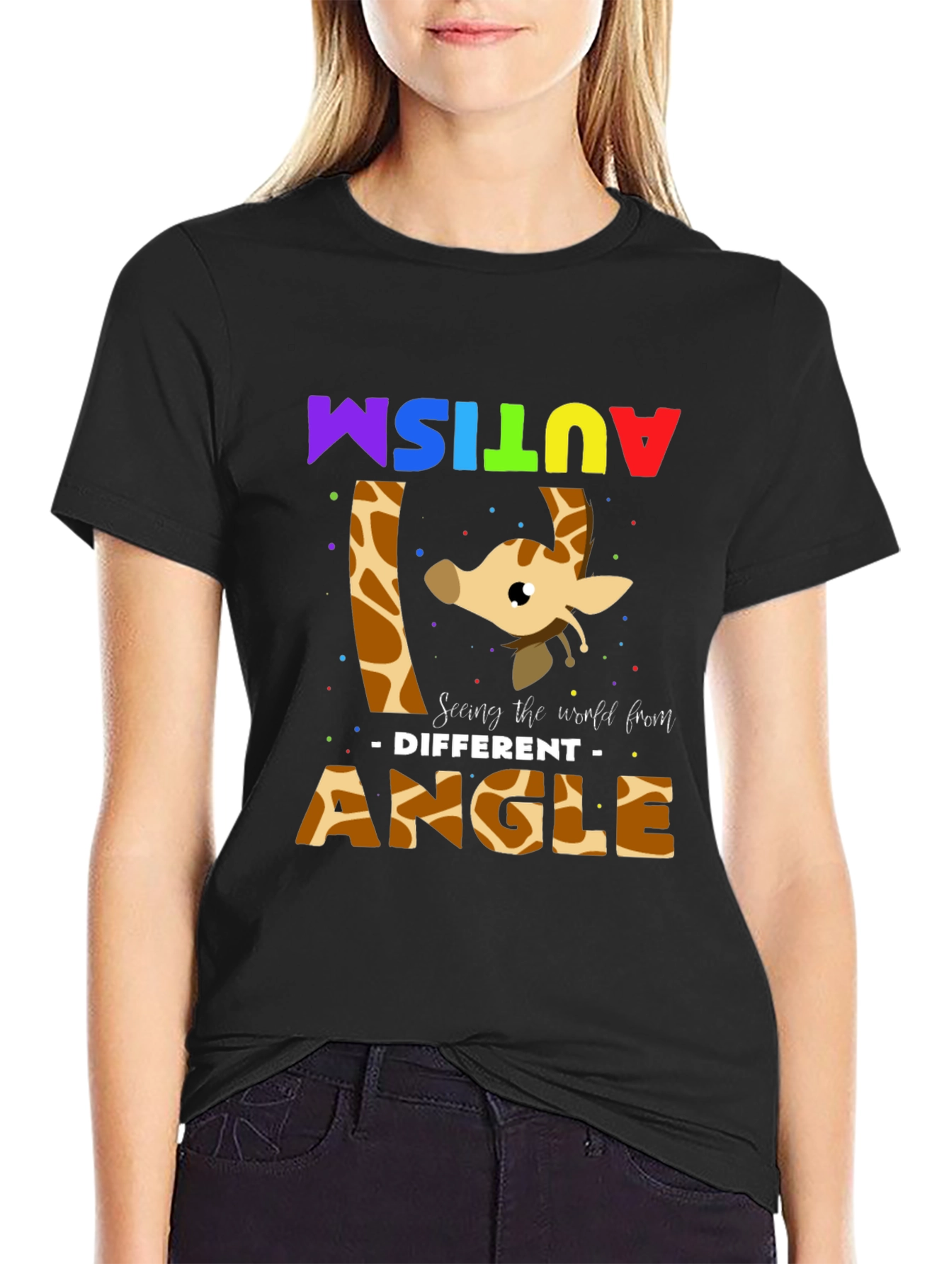 Autism Awareness Giraffe T-Shirt - Seeing the World Different Angle