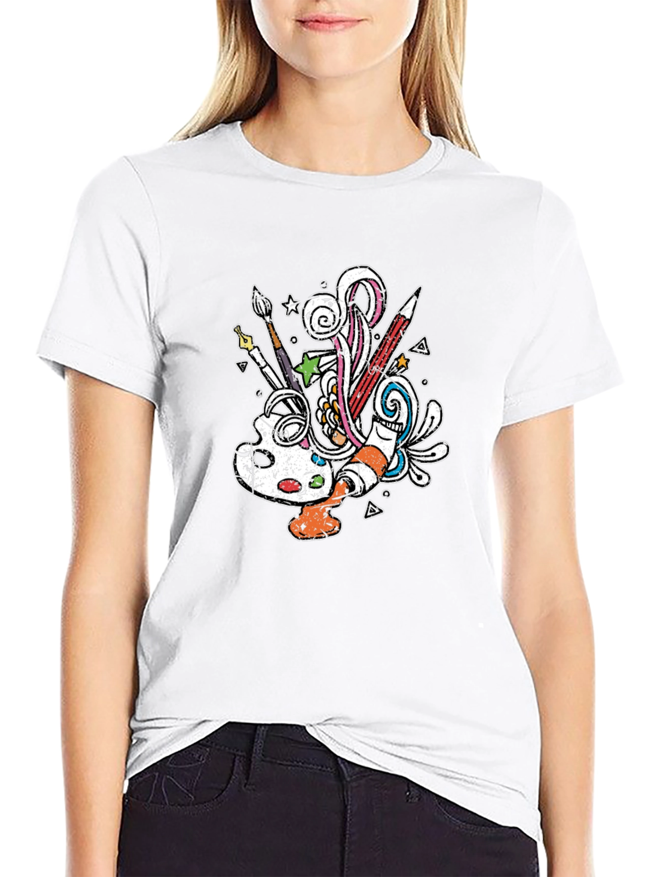 Artistic Doodle Graphic Tee - Creative Expression T-Shirt