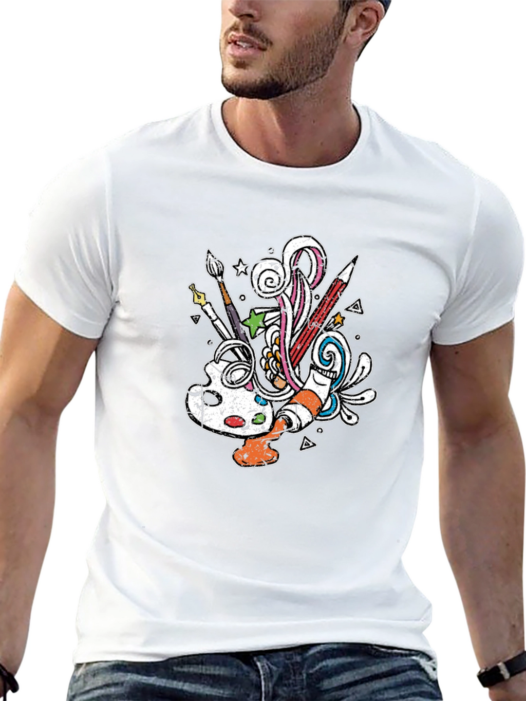 Artistic Doodle Graphic Tee - Creative Expression T-Shirt